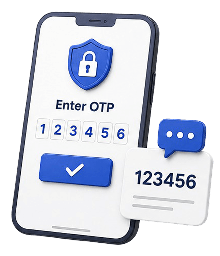 Phone showing a secure OTP entry screen