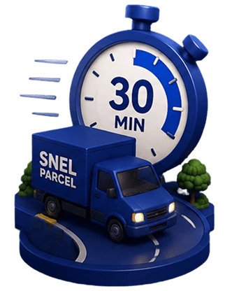 SNEL Parcel delivery truck racing against a 30-minute stopwatch