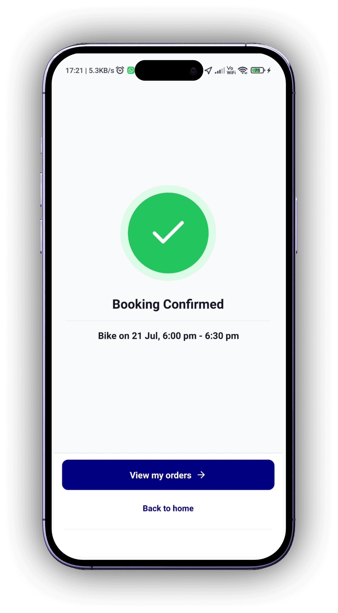 Confirm and pay securely screen