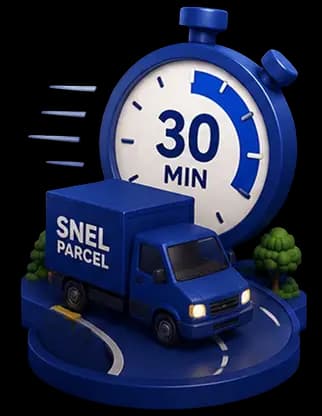 SNEL Parcel delivery truck racing against a 30-minute stopwatch