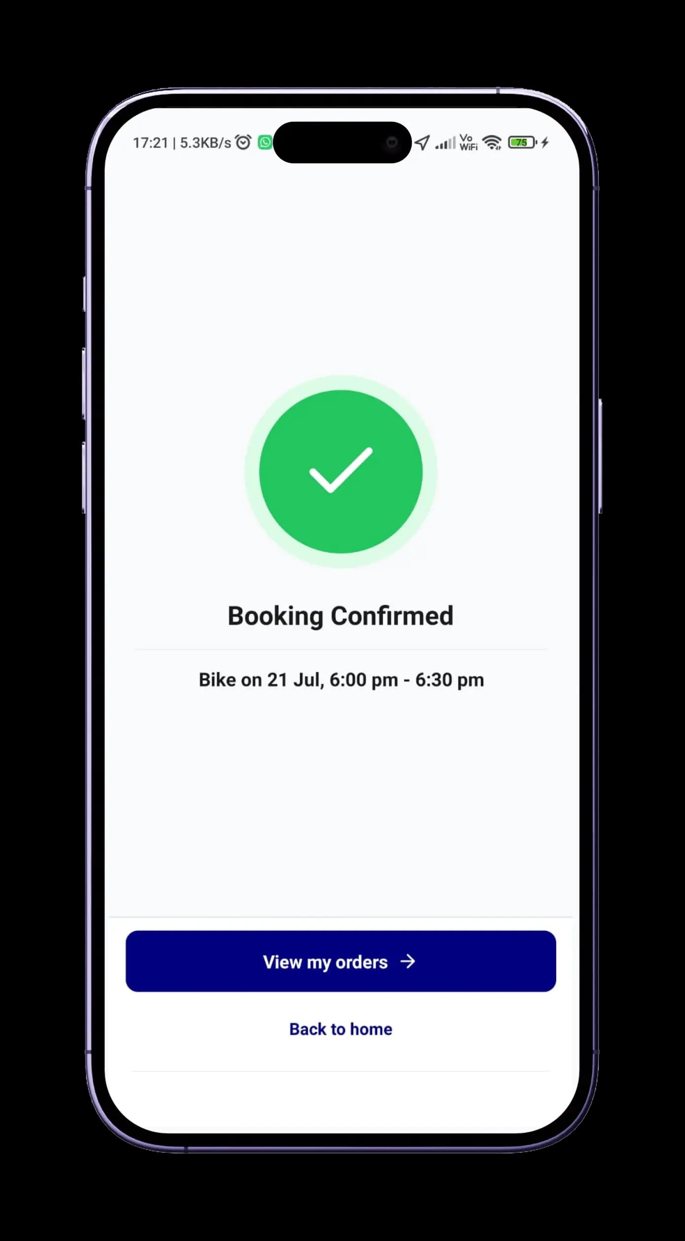 Confirm and pay securely screen