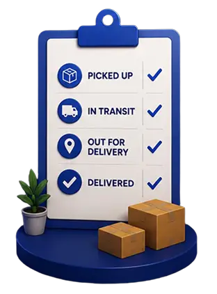 Clipboard showing real-time SNEL Parcel tracking status